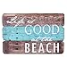 NIKKY HOME Beach Sign Wall Decor for Home Wooden Decorative Rustic Farmhouse Coastal Themed Decor Plaque Funny Summer Gift for Housewarming - Life is Good at The Beach - 7.87 x 0.63 x 11.87 inches