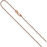 Jewels By Lux Sterling SIlver Rose Gold Plated 1.2mm D/C Rope 1in+1in Adjustable Chain