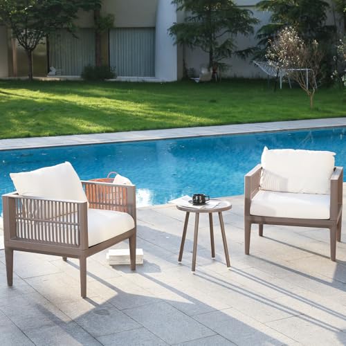 Werph Outdoor Bistro Table and Chairs Set of 2 for Backyard & Deck, Beige