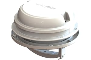 MAXXAIR Maxxfan Dome 6" Round 12V Ventilation Fan - Compact Solution for Rooftop or Sidewall Ventilation, Exhaust Only, Removable Screens, Fan Guard Rain Shield, Moisture Control, White (00-03812W)