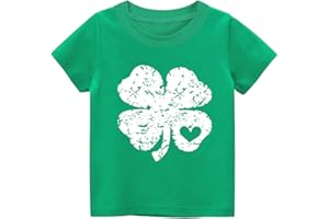 Sineeko St Patrick's Day T-Shirt Toddler Boy Girl Lucky Clover Shamrock Shirt Short Sleeve Kid Irish Tee Tops 2-7T