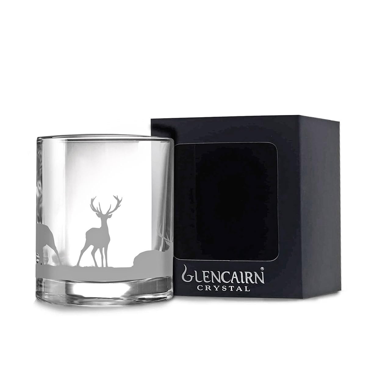 GLENCAIRN Whisky Glass with Scottish Deer Skyline Etched 17 cl