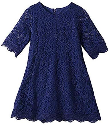 Flower Girl Dress, Lace Dress 3/4 Sleeve Dress