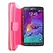 for Samsung Galaxy Note 4 Case - Cellularvilla Pu Leather flip Wallet Bag Pouch Case with Credit Card Slots Pockets Cover for Samsung Galaxy Note 4 SM-N910S / SM-N910C (Hot Pink)