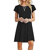 DB MOON Women 2026 Mini Dresses Summer Casual Ruffle Short Sleeve Cute Crew Neck Flowy Dress with Pockets