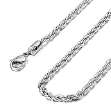 Besteel 4mm Mens Womens Stainless Steel Twist Rope Chain Necklace 24 Inch