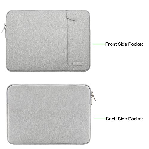 Mosiso Polyester Vertical Style Water Repellent Laptop Sleeve Case Bag Cover with Pocket for 15-15.6 Inch MacBook Pro, Notebook Computer, Gray
