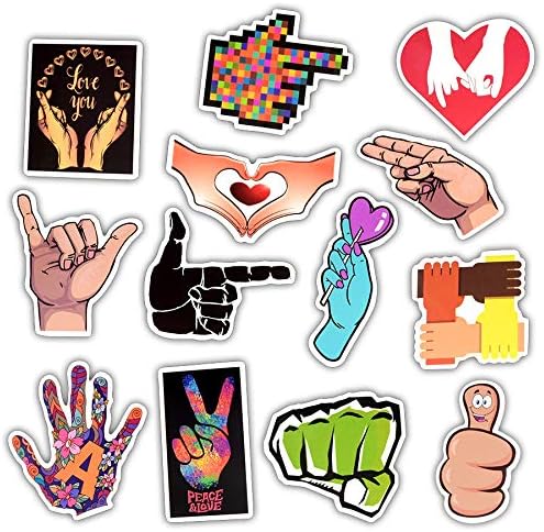 Trendy Stickers for Laptop Water Bottle Skateboard Guitar-Cute Waterproof Aesthetic Funny Vinyl Finger Stickers for Teens 50pcs