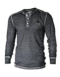Xzavier Men's Acid Wash Burnout Slim & Thin Thermal Henley