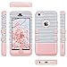 ULAK iPhone 5C Case, 5C Case, Shockproof Soft Silicone Rubber Hard Plastic Hybrid Heavy Duty Protection Kidproof High Impact Case Cover for Apple iPhone 5C-Minimal Stripes Rose Gold