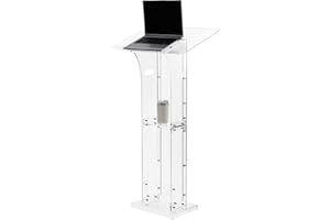 ClarityCraze Acrylic Podium Pulpit Stand, 45.5" Clear Podium Stand with Storage Shelf for Classroom, Weddings, Conference, Concert, Professional Presentation Podiums