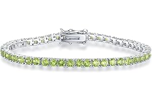 QUEENMOMENT Birthstone Tennis Bracelets for Women,3mm Cubic Zirconia Classic Tennis Bracelets Size 6.5-7.5 Inch Birthday Gifts Jewelry for Mother Wife Grandmother