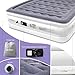 SPREEY Air Mattress Durable Air Bed - Rapid Inflation with Built-in Electric Pump, Raised Airbed Fitted Soft Flocking for Guest, Camping& Emergency Usage, Height 22