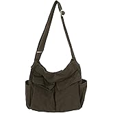 KlaOYer Canvas Messenger Bag Large Hobo Bag Crossbody Shoulder Bag Tote Bag with Pocket for Women and Men