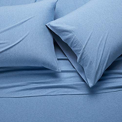 Amazon Basics Cotton Jersey Bed Sheet Set Queen, Sky Blue Pricepulse