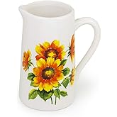Boston International Ceramic Drink Pitcher, 5 Cups, Colourful Sunflowers