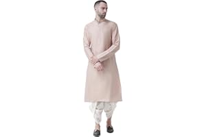 KISAH Men's Solid Cotton Kurta – Regular Fit Long Tunic with Mandarin Collar | Casual Indian Wear for Daily Comfort