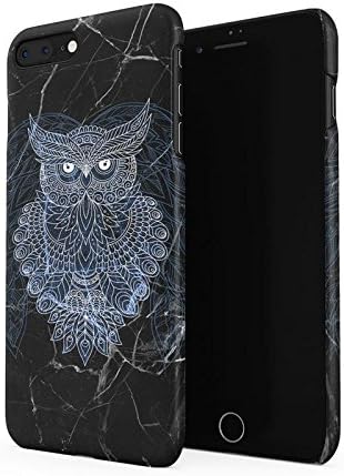 Black Marble White Ornamented Owl Hard Plastic Phone Case for iPhone 7 Plus & iPhone 8 Plus