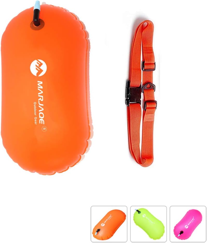 MARJAQE Swim Buoy for Open Water Swimmers Triathletes Kayakers Snorkelers, Swim Float and Drybag for Open Water Swim Buoy Float for Safer Swim Training (Orange) : Sports & Outdoors