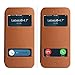 labato iPhone 6S Case, iPhone 6 Genuine Leather Stand Case Magnetic Cases/Covers Fold Stand & Window Open Case Handmade Folio flip case for Apple iPhone 6 4.7'', Brown