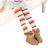 Kids Girls Rainbow Painted Leggings Warm Fleece Inner Pant 1 Pack (3/4Y)