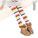 Kids Girls Rainbow Painted Leggings Warm Fleece Inner Pant 1 Pack (2/3Y)