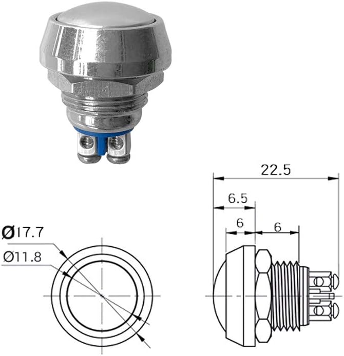 QitinDasen 10Pcs Premium 12mm Metal Momentary Push Button Switch - Image 4