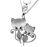 Merssavo Silver Pet Lover Necklace Cute Cat's Eye