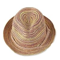 OKOKMALL US--Boho Lady Panama Colorful Women Striped Foldable Straw Hat Beach Summer Sun LC