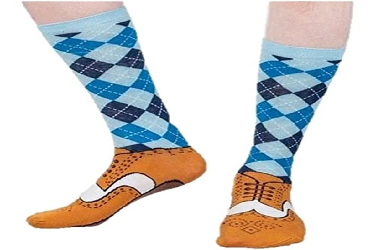 Ex Bluw Gift Products 27916 Brogue Silly Socks Size 5-11, unisex-child, White