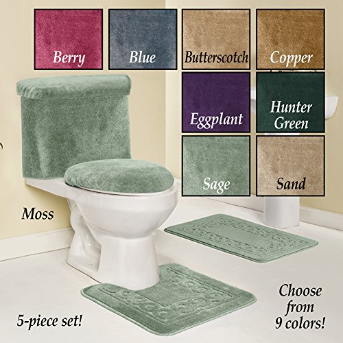 Bathroom Scroll Rug Set - 5pc Blue, Blue - Thumbnail 2