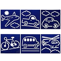 6pcs Plastic Journal Stencils Set, Smilvy Children Painting Kids Template Drawing Stencil for Kids DIY Painting (F Transportation)