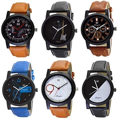 Om Designer Analogue Multi Colour Dial Mens & Boys Watch Combo Pack of 6 (Mi-29125897)