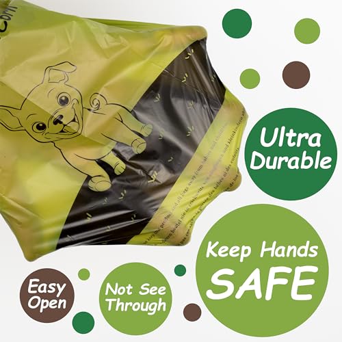 GREENER WALKER Tie Handles Poo Bags for Dog Waste, 600 Pet Poop Bags, 100% Leak-proof Thick and Strong Biodegradable (Green)