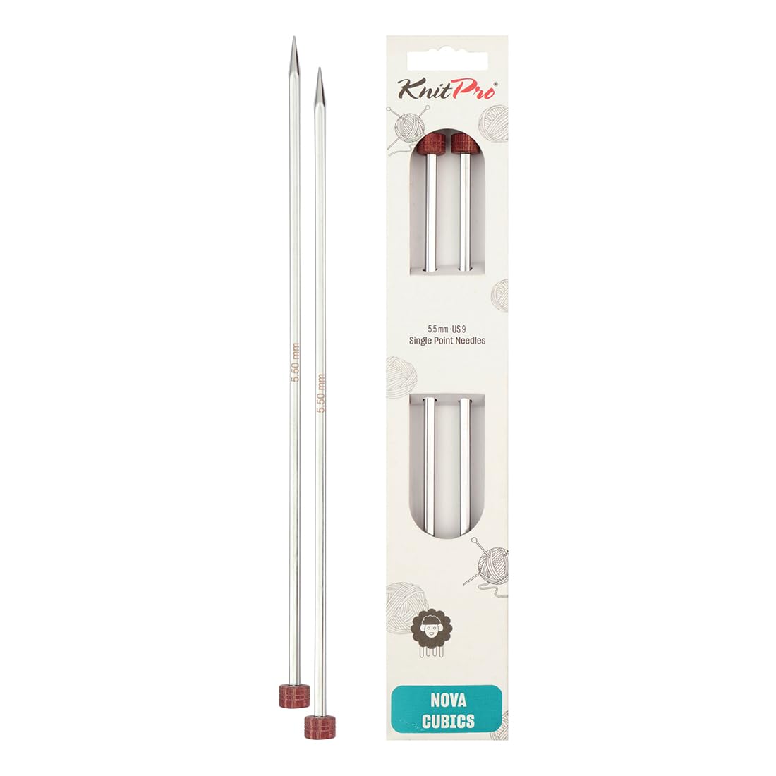 KnitPro Nova Cubics Single Pointed Needles 12" (30cm) | 5.50mm