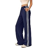 INNO MINT Wide Leg Track Pants Women, High Waisted Loose Yoga Sweatpants with Pockets, Contrast Trim Workout Trousers