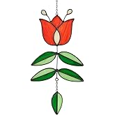 BEAMARKER Tulip Acrylic Suncatcher Vintage Flower Window Hanging Decor Colorful Sun Catcher Modern Folk Art Home Decoration for Windows Patio Indoor Spaces Hanging Ornament 9.8" x 4.7"
