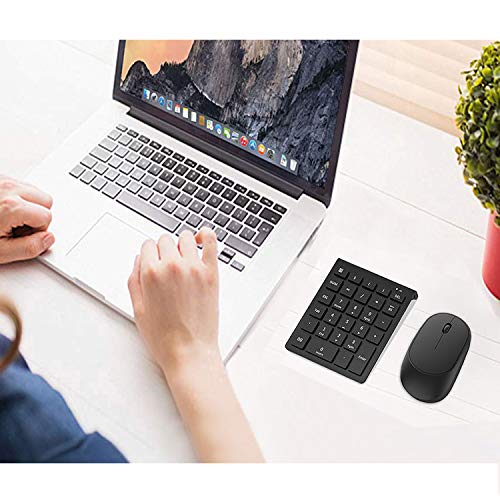 Number Pad and Mouse Combo, Lekvey 2.4G Wireless Portable 28-Key Financial Accounting USB Numeric Keypad and Mouse for Laptop Desktop Computer PC Surface Pro,etc