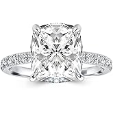 Maxinejewelry 3.0 Carat Cushion Cut Moissanite Engagement Ring, D Color VVS1 Clarity, 925 Sterling Silver Diamond Ring for Women
