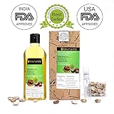 Soulflower Castor Oil -100% Pure Tropical Indian Coldpressed Oil - Boosts Growth for Eyelashes, Eyebrows, Hair 6.77 fl. Oz. Hexane Free with - BONUS portable travel friendly Spray