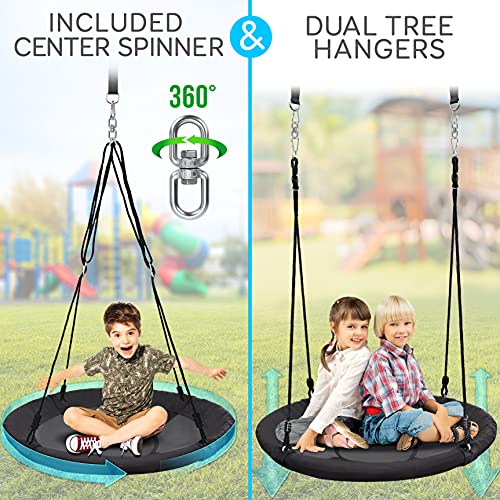 thumbnail image 2 of SereneLife 67" Oval Saucer Swing - Giant Outdoor Set, Weatherproof, Up 2 of 13