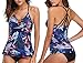 B7ODDEE Womens Sexy Tankini With Two Piece Printed Adjustable Straps Swimsuit Bathing Suit