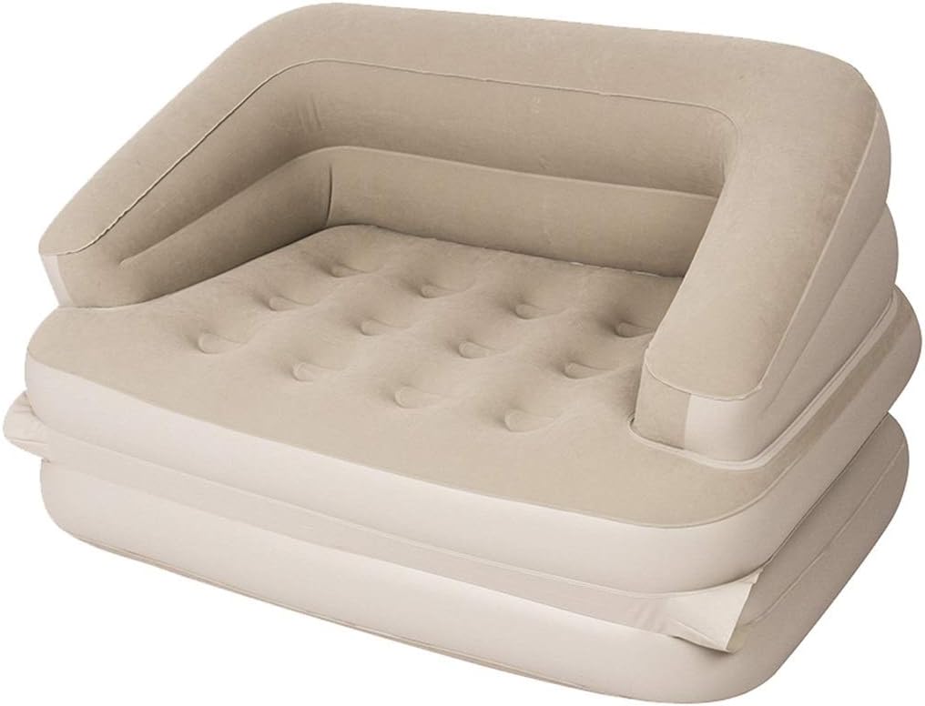 2 Personas Inflable Sofá, Doblez Silla Multifuncional Construido En Bomba Electrica Marrón