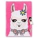 Emotionery Girls Llama Pink Soft Feel Furry Secret Diary, with Jewel Embedded Lock and Key, 128 Pages