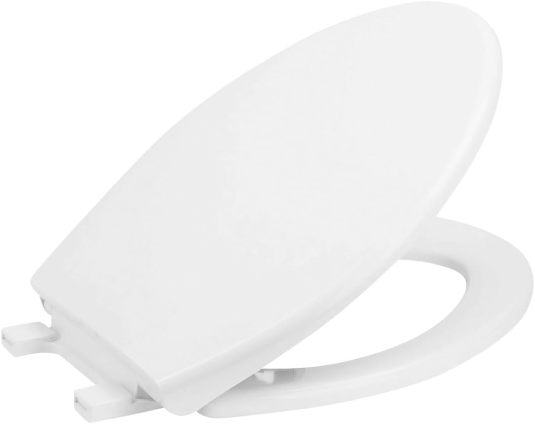 Slow Close Elongated White Plastic Toilet Seat with Quick Release