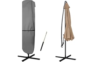 MEANCHEN Patio Umbrella Cover - Fit 7ft-11ft Market/15ft Double-Sided Umbrella - 420D Oxford, Waterproof,Grey