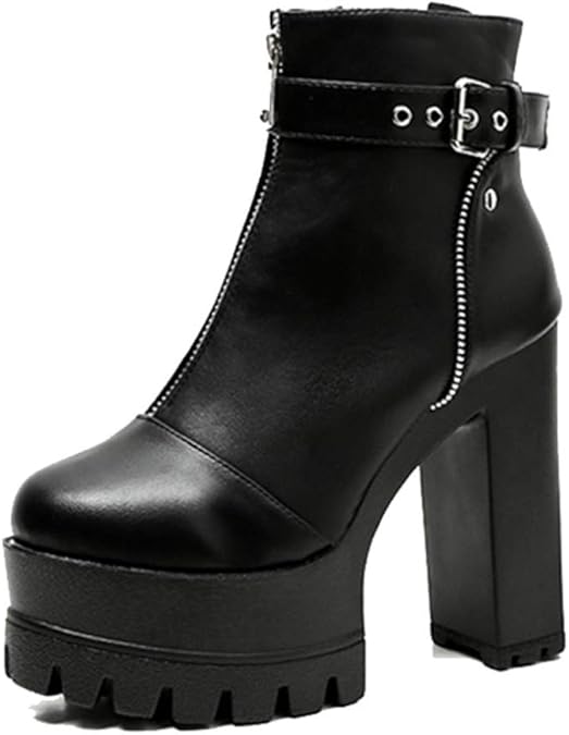 Scarpe Donna Con Zeppa E Ruote - Punta Rotonda Ricamata, Tacchi Alti Moda, Cerniera Laterale, Nero Taglia 40 - Foto 5