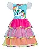 LEMONBABY My Little Pony Sleeveless Princess Birthday Party Dress (4-5Y, Rainbow)