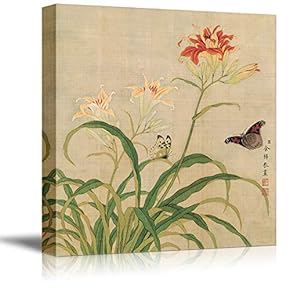 Wall26-Canvas Wall Art-Traditional Meticulous Flower-and-Bird Painting-Giclee Painting Wall Art for Bedroom Living Room Home Decoration - 12x12 inches
