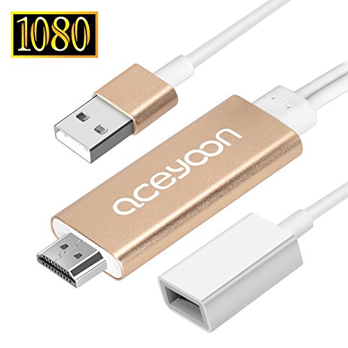 aceyoon Lightning to HDMI Digital AV Adapter 1080P USB Lightning 2 in 1 Screen Mirroring Airplay Connector Cord for iOS Android Devices